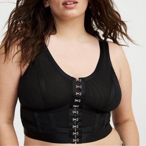 torrid Tops - NWT TORRID BLACK MESH REGENCY PUNK BUSTIER CORSET CROP TOP GOTH WHIMSIGOTH